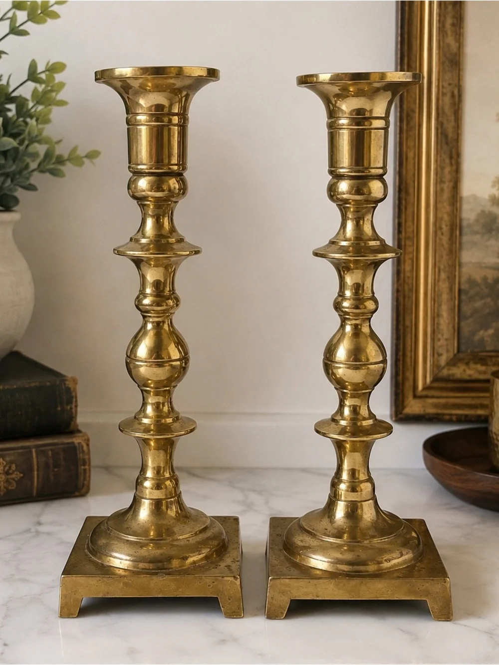Vintage EB Baldwin Brass Candlestick Holders Pair 10” Heavy